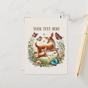 Süße Mummy Babyhirsch Text hinzufügen  Postkarte