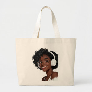Süße Musikliebhaber-Tragetasche Afro-Mädchen mit Jumbo Stoffbeutel