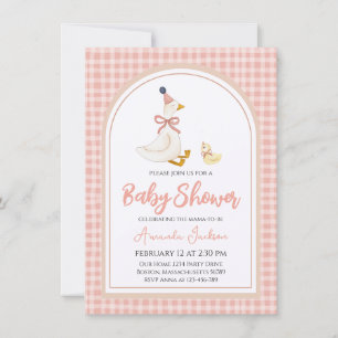 Süße Mutter Gans und Gösselchen Rosa Baby Shower Einladung