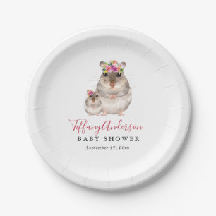 Süße Mutter und Baby-Maus Florale Babyparty-Teller Pappteller