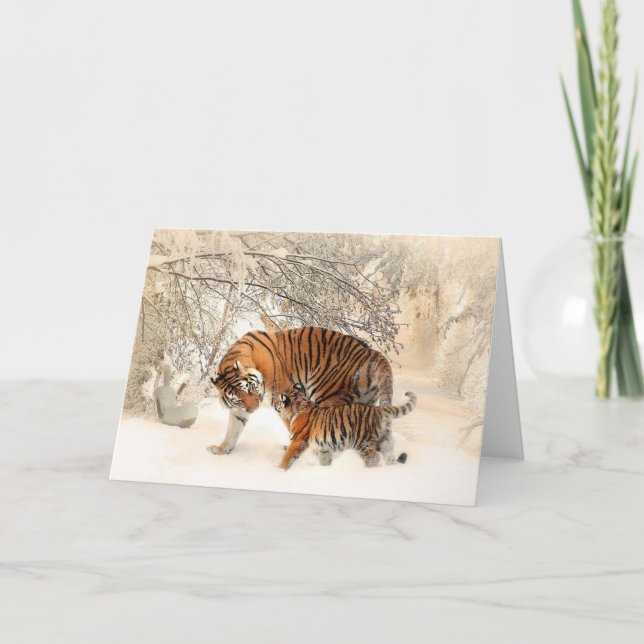 Süße Mutter-und Baby-Tiger-Raum-Gruß-Karte Karte (Vorderseite)