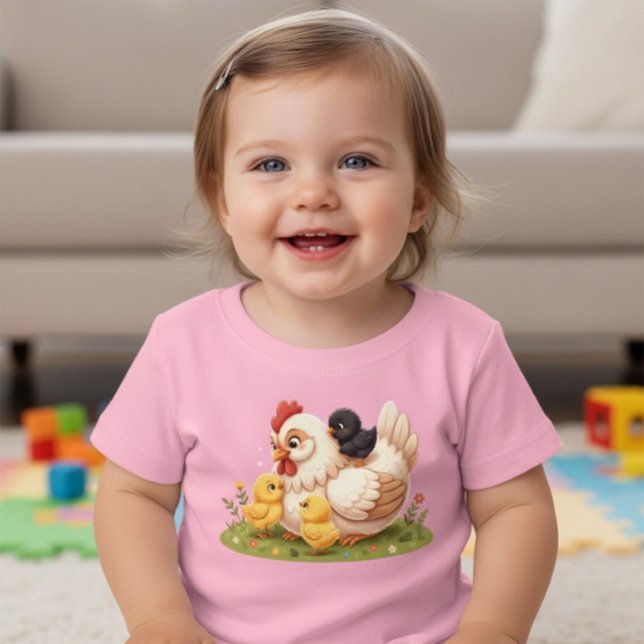 Süße Mutterhenne Küken Bauernhof Tier Kleinkind T- Baby T-shirt (Von Creator hochgeladen)