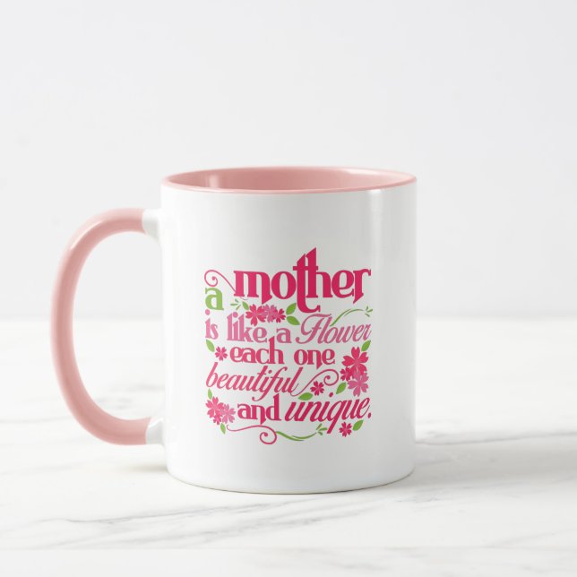 Süße Mutti Blumen Wortkunst  Tasse (Links)
