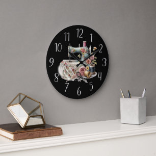 süße Nähliebhaber Maschine Große Wanduhr