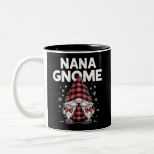 Süße Nana-Gnome Rotkariertes Weihnachts-Gnom Zweifarbige Tasse