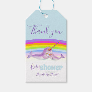 Süße Narwal-Mutter und -Baby Regenbogen-Baby-Party Geschenkanhänger