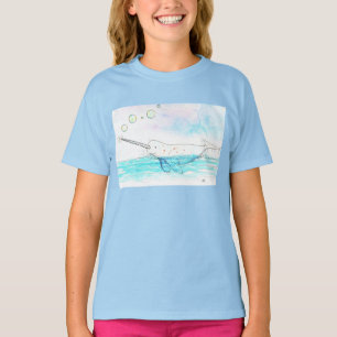 Süße Narwal-Wasserfarbe zum Blasenplatzen T-Shirt