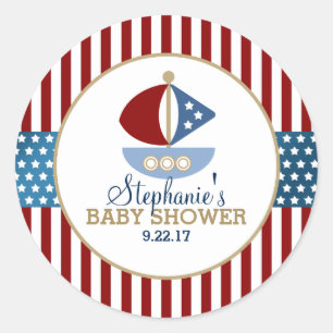 Süße nautische Babyparty Runder Aufkleber