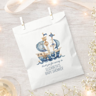 Süße nautische blaue Segelschiff-Babyparty Geschenktütchen