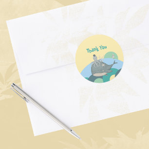 Süße nautische Wal Tintenfisch Gelbe Babyparty Runder Aufkleber