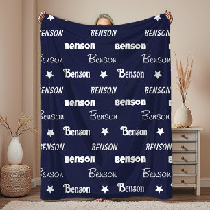 Süße, navyblaue personalisierte Namen-Repetition Fleecedecke
