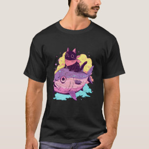 Süße Nekos Thunfisch Fahrt Whimsical Pastell Got T-Shirt