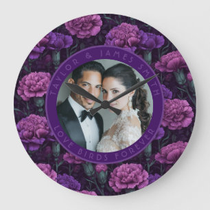 Süße Nelkenblüten-Wildblumen-Hochzeit Große Wanduhr