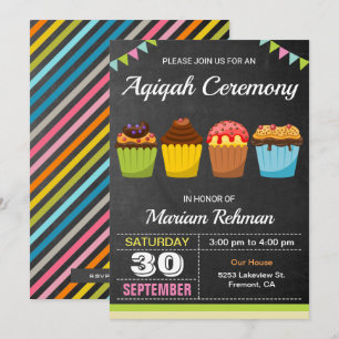 Süße niedliche Cupcake Aqeeqah Aqiqah Zeremonie Einladung