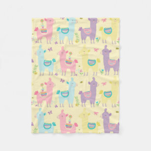Süße niedliche rosa, gelbe und violette Lamas Fleecedecke