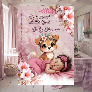 Süße niedliche rosa Mädchen-Baby-Party Welpen-Hund Einladung