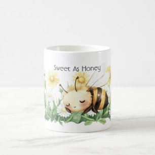 Süße niedliche schlafende Biene Gänseblümchen Gart Kaffeetasse