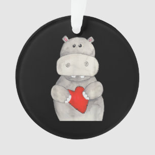 Süße Nilpferd-Hippopotamus hält Herz Liebe Nilpf Ornament