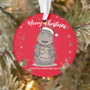 Süße Nilpferd-Weihnachtsbaum-Zoo-Safari-Weihnachte Ornament