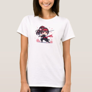 Süße Ninja-Krieger-Blüten-Mädchen T-Shirt