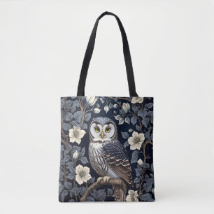 Süße Nördliche Sägekuzuz-Eule und Mondblumen auf N Tasche