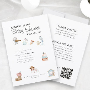Süße Nursery Rhyme Baby Shower alles in einem  Einladung
