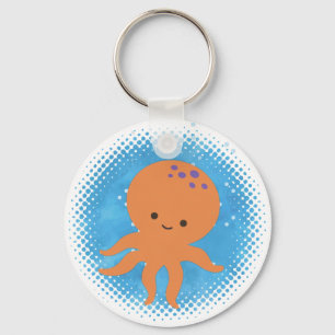 Süße Oktopus-Cartoon-Wasserfarben-Hintergrund Schlüsselanhänger