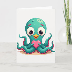 Süße Oktopus-Herz-Liebeskarte Karte
