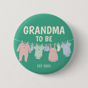 Süße Oma Benutzerdefinierte Grüne Babyparty-Party Button