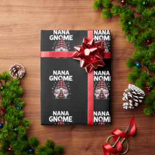 Süße Oma Gnome Rotkariert Weihnachts-Gnom Geschenkpapier