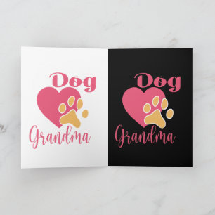 Süße Oma Hund Rosa Herz Pfotenabdruck Grafik Karte