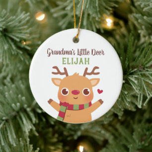 Süße Oma kleines Reh, personalisiertes Weihnachten Keramik Ornament