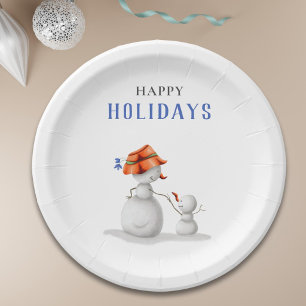 Süße Oma Schneemann Weihnachtsfeier Pappteller