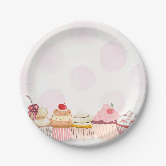 Süße One Cupcake Geburtstagsfeier  Pappteller (Vorderseite)