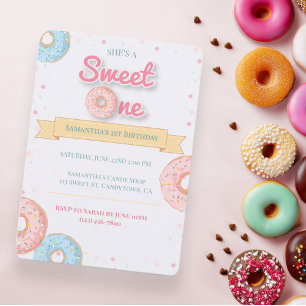 Süße One Donut 1. Geburtstag Einladung