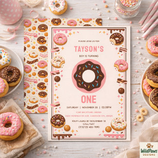 Süße One Donut 1. Geburtstagsfeier | Süße Donut Einladung