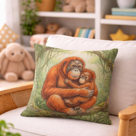Süße Orang-Utan-Mama und Baby-Dschungeltiere Kissen