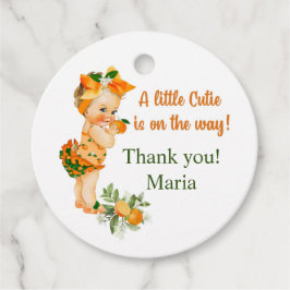 Süsse Orange Babydusche Geschenkanhänger