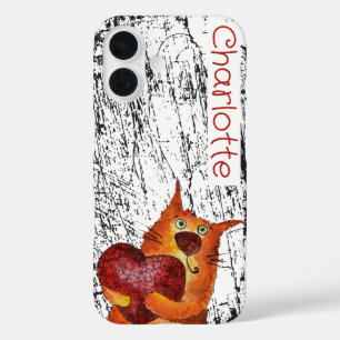 Süße orange Cartoon-Katzen namens Grunge iPhone 16 Hülle