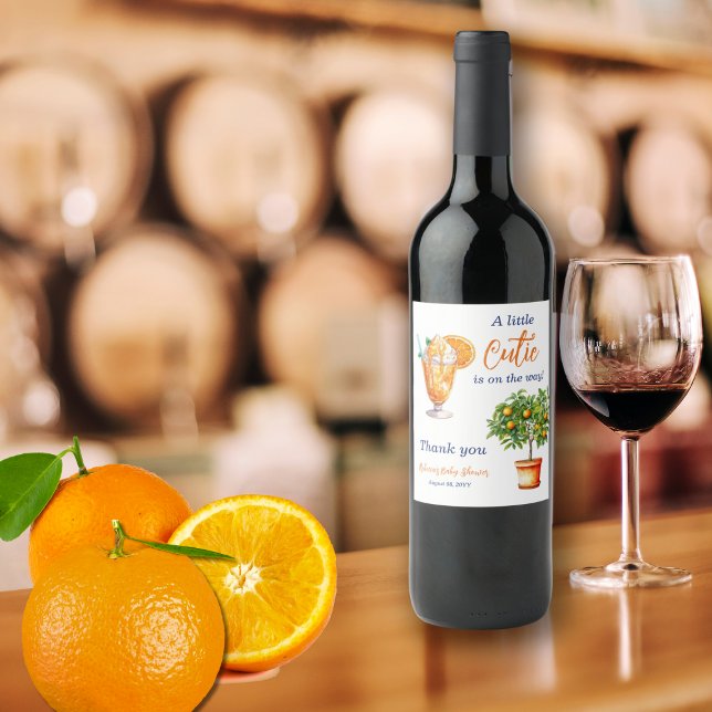 Süsse Orange Citrus Summer Ice Cream Baby Dusche Weinetikett (Von Creator hochgeladen)