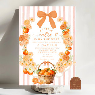 Süße Orange Florale Coquette Babyparty Einladung