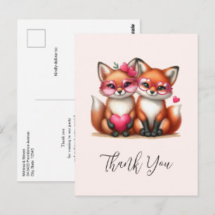 Süße orange Füchse in Liebe Danke Postkarte