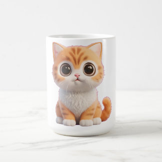 Süße orange getigerte Katze mit großen Augen Kaffeetasse