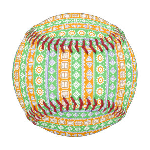 Süße orange-grüne ethnische Muster Design Two-Tone Baseball