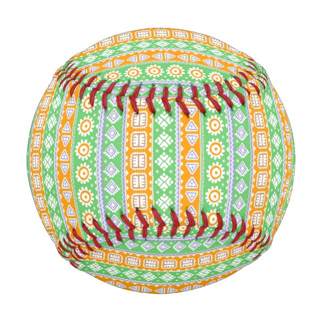 Süße orange-grüne ethnische Muster Design Two-Tone Baseball (Vorderseite)