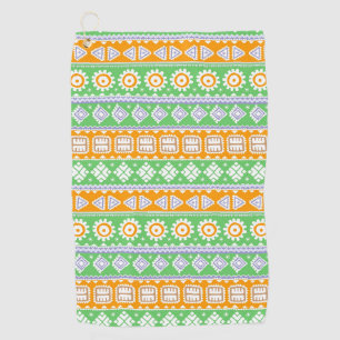Süße orange-grüne ethnische Muster Design Two-Tone Golfhandtuch