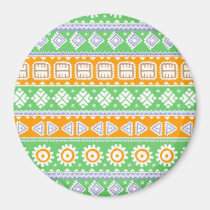 Süße orange-grüne ethnische Musterdesign Magnet
