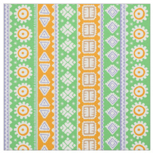 Süße orange-grüne ethnische Musterdesign Stoff