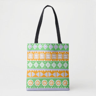 Süße orange-grüne ethnische Musterdesign Tasche