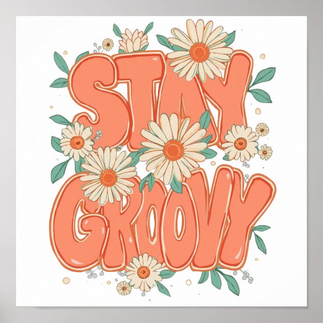 Süße orange Hippie-Typografie Poster (Vorne)